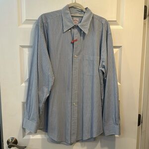 Brooks Brothers Long Sleeve Collared Dress Shirt Large Blue Seersucker Stripe